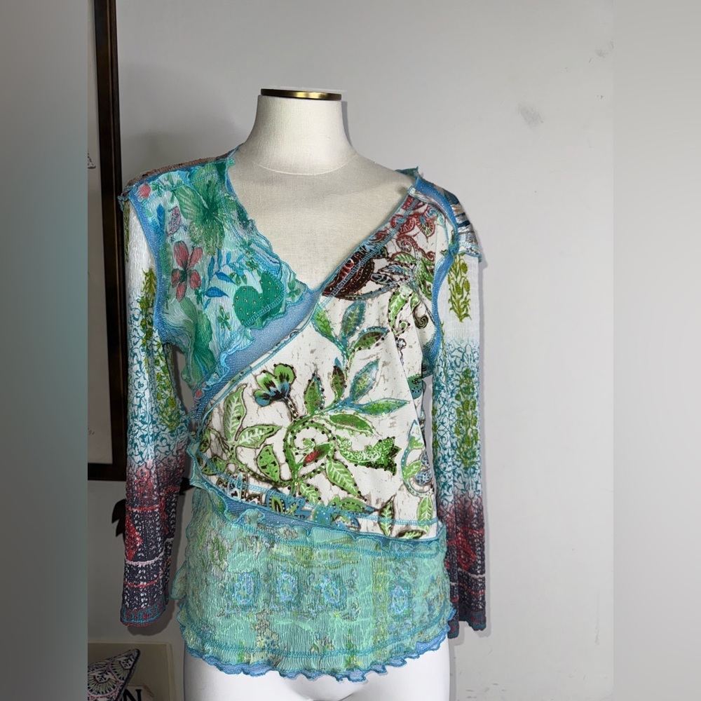 Alberto Makali Long Sleeve Beaded Top Multicolored - image 2